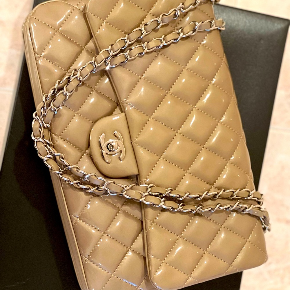 Chanel Bag , authentic,  Tan , patent leather,